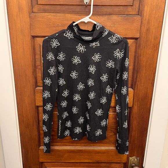 Kerri Rosenthal Ralph Turtleneck Tee in Black Floral Print sz XS $148 NWT's - Picture 1 of 15